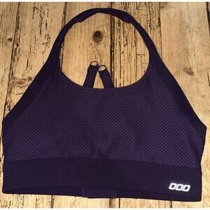 Lorna Jane Women’s Purple Halter Top Sports Bra Mesh Detail Size L EUC